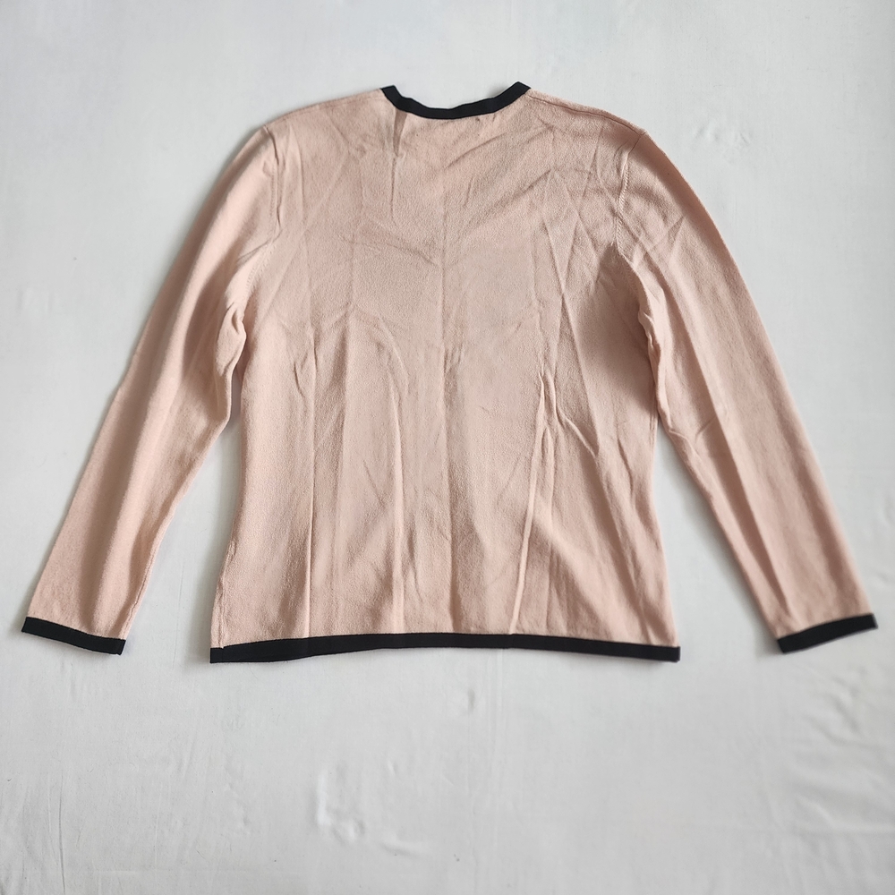 Jones New York Size S Pink Cardigan w/ Black Bow Coquette - Picture 6 of 9